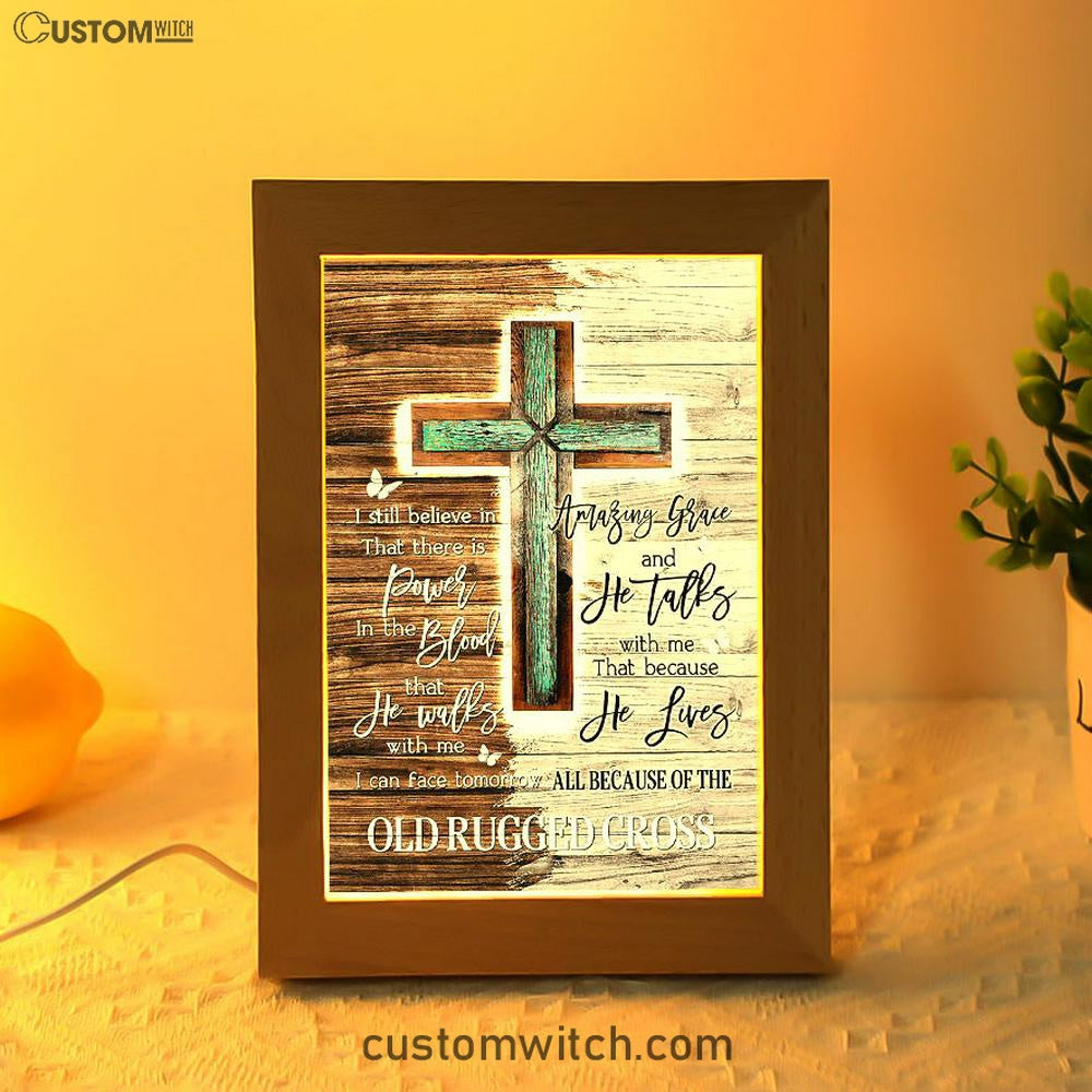 The Old Rugged Cross Frame Lamp Art - Christian Art - Bible Verse Art - Religious Home Decor