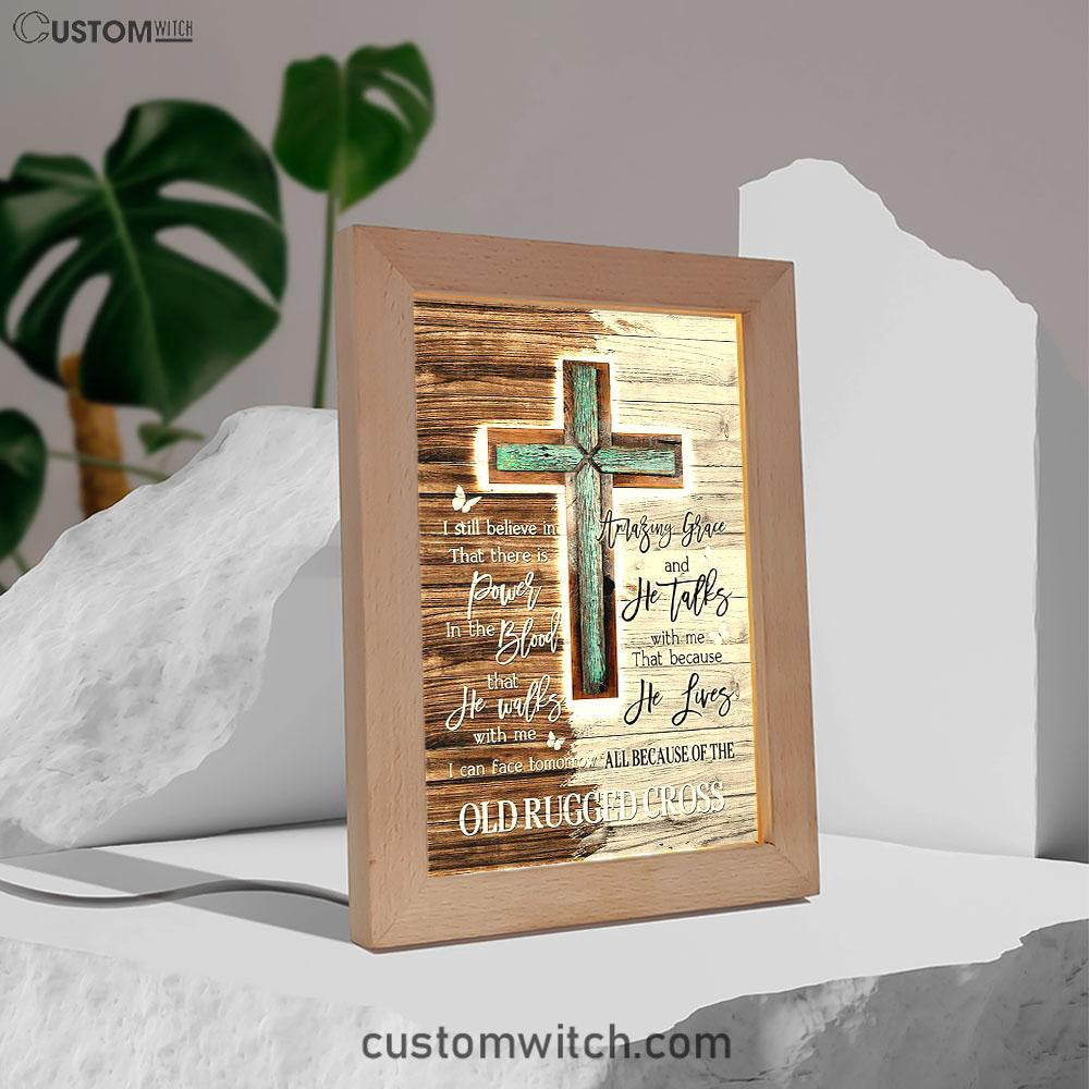 The Old Rugged Cross Frame Lamp Art - Christian Art - Bible Verse Art - Religious Home Decor