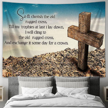 The Old Rugged Cross Tapestry Wall Art Print - Christian Wall Decor