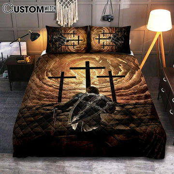 The Old Rugged Cross Warrior Of God Knight Quilt Bedding Set Art - Christian Art - Bible Verse Bedroom - Religious Home Decor