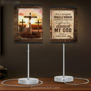 The Old Rugged Crosses Sunset My God Is The Light In The Darkness Table Lamp Art - Bible Verse Lamp Gift - Christian Bedroom Decor