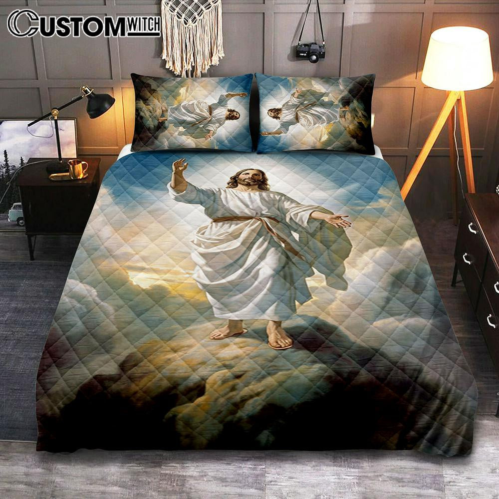 The Picture Of Jesus Creation Quilt Bedding Set Prints - Jesus Quilt Bedding Set Art - Christian Bedroom Decor