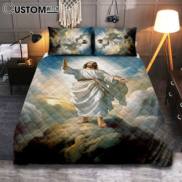 The Picture Of Jesus Creation Quilt Bedding Set Prints - Jesus Quilt Bedding Set Art - Christian Bedroom Decor