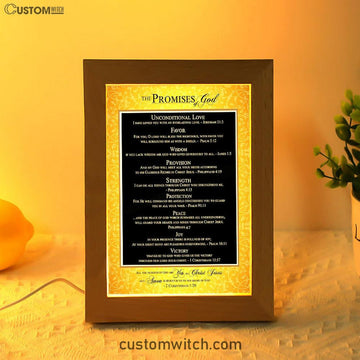 The Promises Of God Frame Lamp Art - 2 Corinthians 1 20 - Christian Night Light Decor