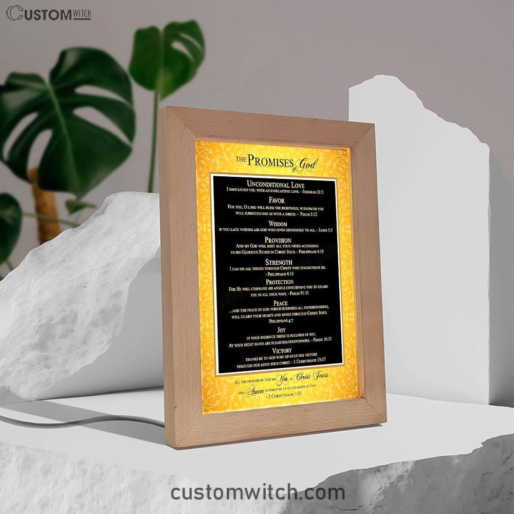 The Promises Of God Frame Lamp Art - 2 Corinthians 1 20 - Christian Night Light Decor
