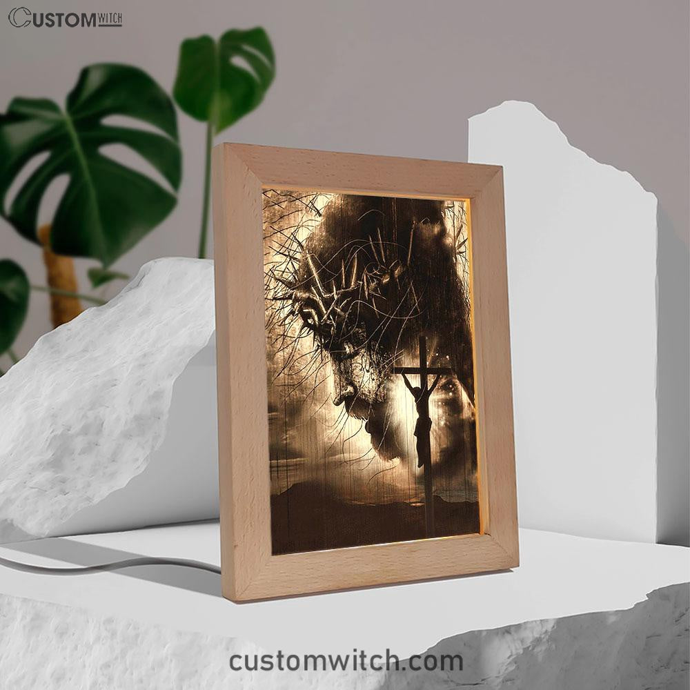 The Sacrifice Of Jesus Christ Frame Lamp Print - Inspirational Frame Lamp Art - Christian Art Home Decor