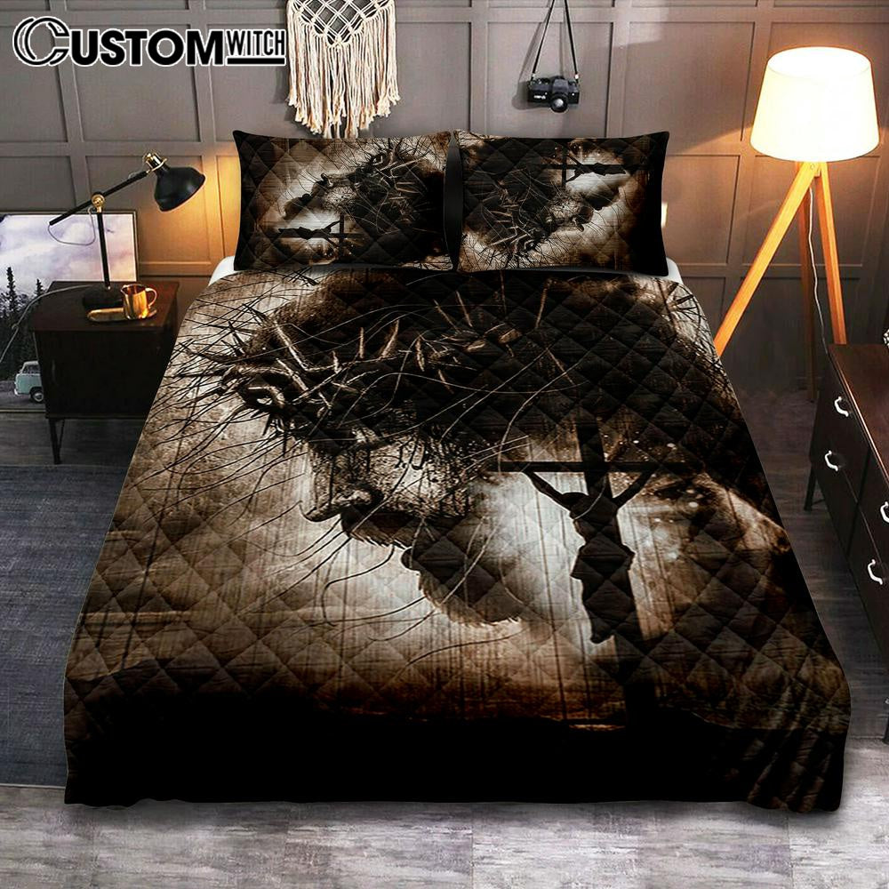 The Sacrifice Of Jesus Christ Quilt Bedding Set Print - Inspirational Quilt Bedding Set Art - Christian Bedroom Home Decor