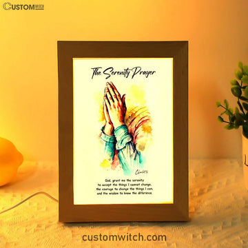 The Serenity Prayer Praying Hands Personalized Frame Lamp Art - Christian Night Light - Bible Verse Gift For Women Of God