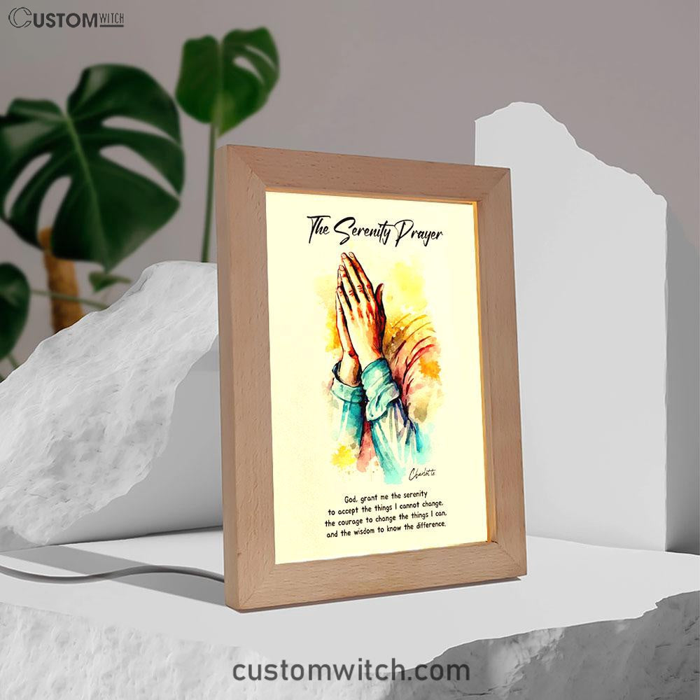 The Serenity Prayer Praying Hands Personalized Frame Lamp Art - Christian Night Light - Bible Verse Gift For Women Of God