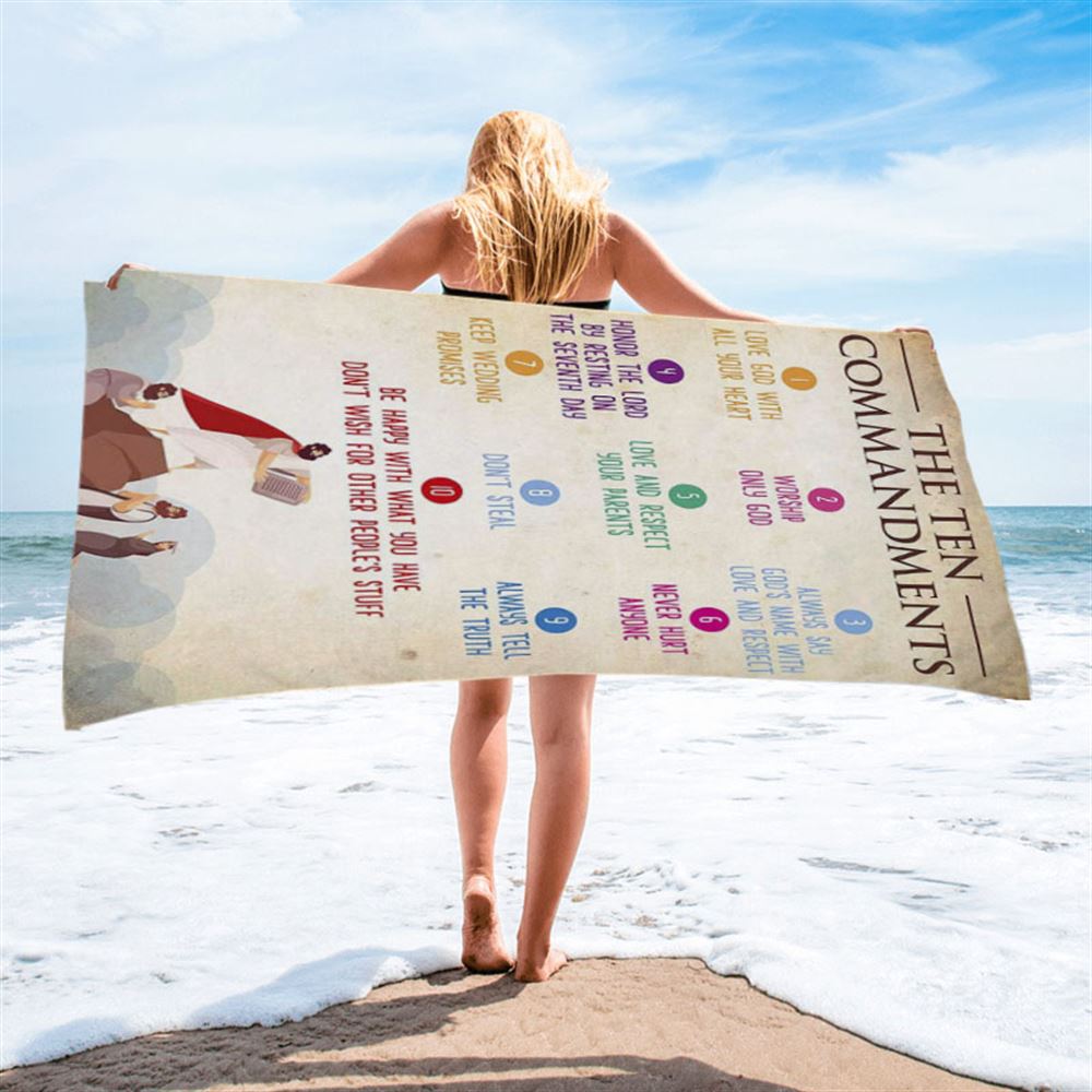 The Ten Commandment Beach Towel - Christian Beach Towel Decor