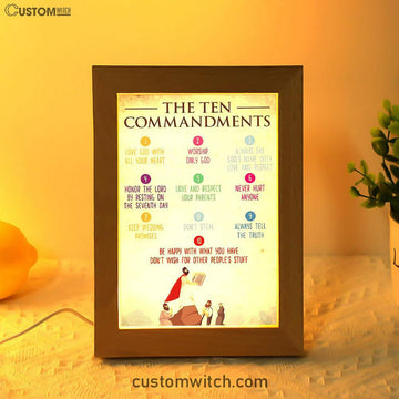The Ten Commandment Frame Lamp Art - Christian Night Light Decor