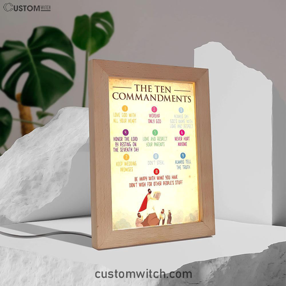 The Ten Commandment Frame Lamp Art - Christian Night Light Decor