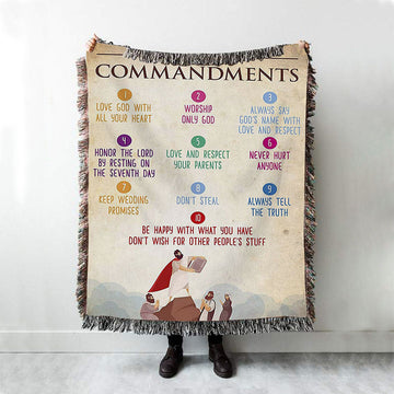The Ten Commandment Woven Throw Blanket - Christian Woven Throw Blanket Decor