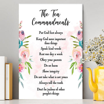 The Ten Commandments Canvas Wall Art - Girls Wall Decor, Kids Bedroom Decor, Kids Wall Art - Gift For Girls Room, Nursery