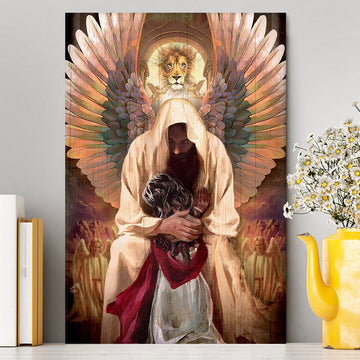 The World In His Arm Pray For Healing Angel Wings Canvas Art - Christian Art - Bible Verse Wall Art - Religious Home Decor