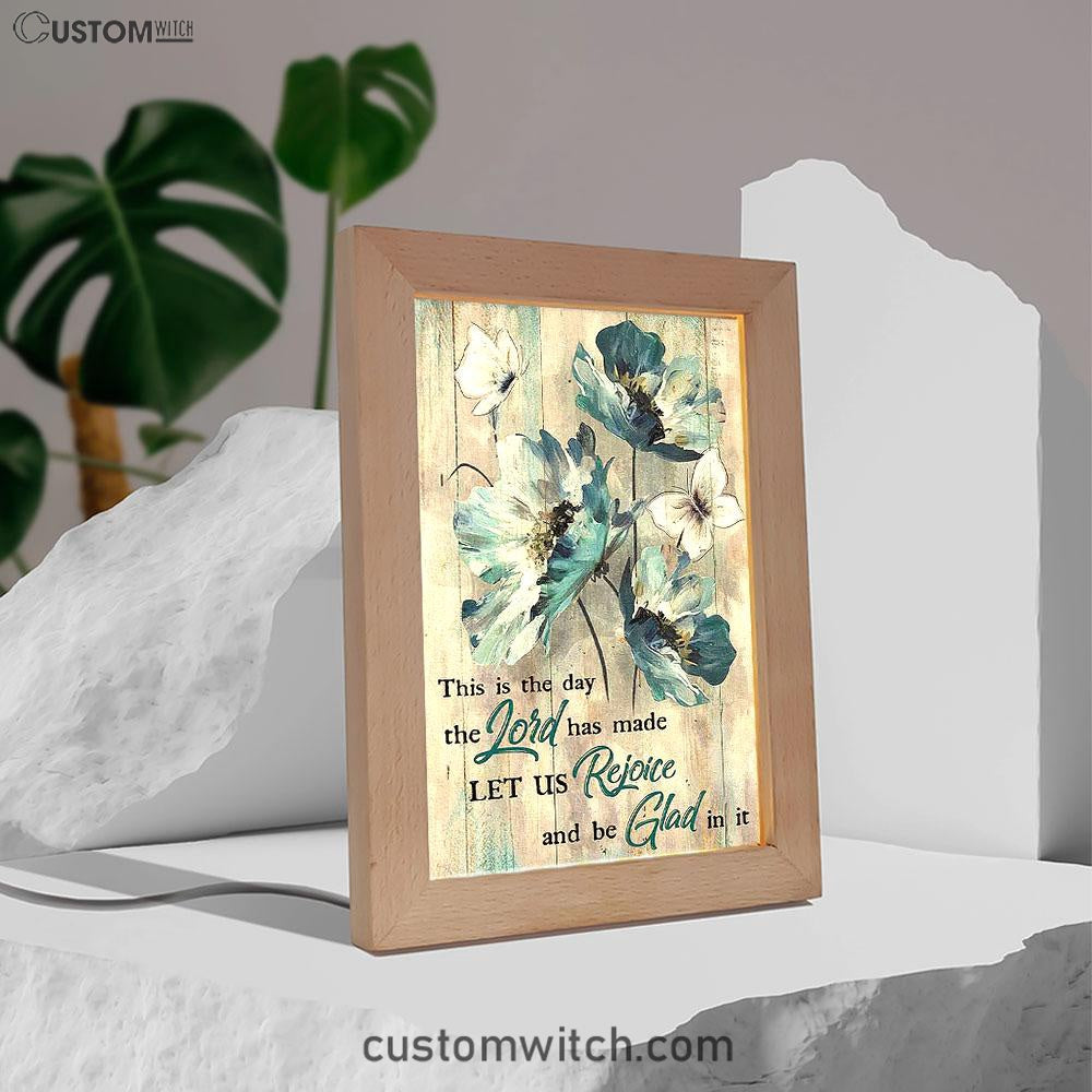 This Is The Day The Lord Has Made Blue Flower Butterfly Frame Lamp Art - Christian Art - Bible Verse Art - Religious Home Decor