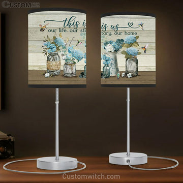This Is Us, Our Life, Our Story Blue Flower Hummingbird Lamp Gift Table Lamp - Christian Lamp Gift - Religious Art