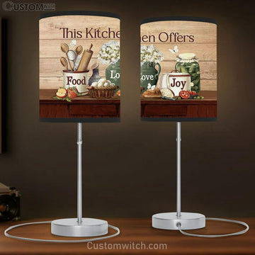 This Kitchen Offers Food White Flower Kitchen Utensils Table Lamp Art - Bible Verse Lamp Gift - Christian Bedroom Decor