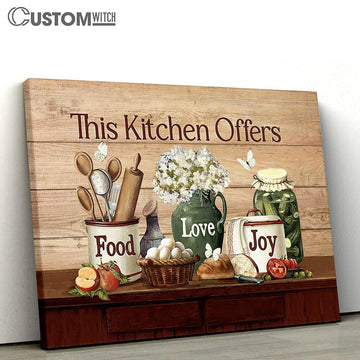 This Kitchen Offers Food White Flower Kitchen Utensils Canvas Art - Bible Verse Wall Art - Wall Decor Christian