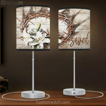 Thorn Crown Lily Saved Table Lamp Art - Bible Verse Lamp Gift - Christian Bedroom Decor