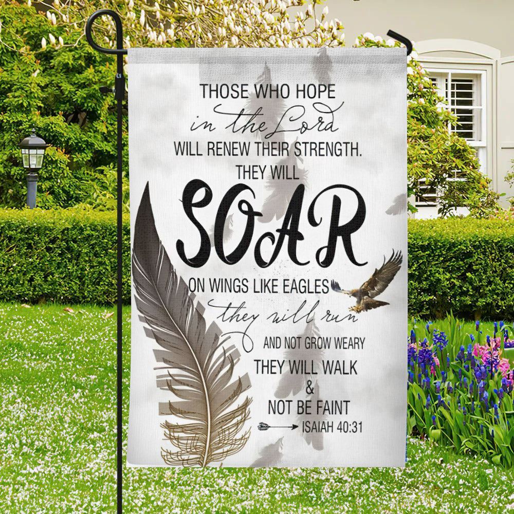 Those Who Hope In The Lord Flag, Christian&#39;s Flag, Garden Decor, Garden Flag Stand, Christian Flag, Scripture Flag, Garden Banner