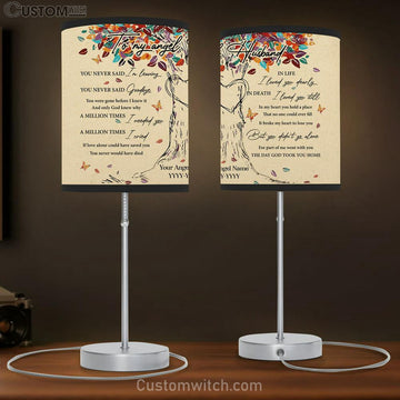 To My Angel Husband Colorful Tree Heart Butterfly Leaf Personalization Large Table Lamp - Christian Table Lamp Prints - Religious Table Lamp Art