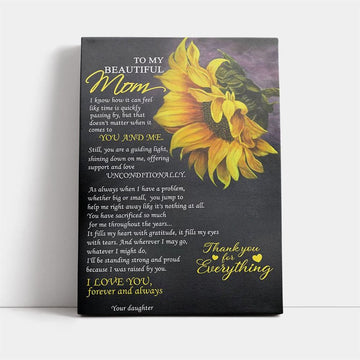 To My Beautiful Mom Premium Canvas, Mother's Day Canvas Art, Gift For Mom, Birthday Gift, Mother's Day Wall Art