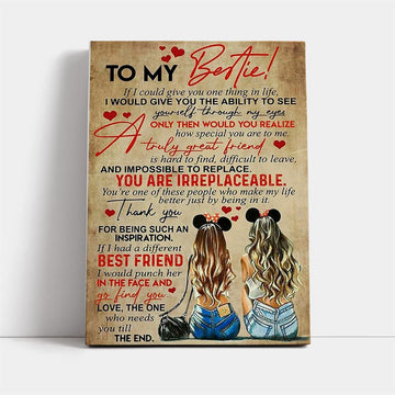 To My Bestie Best Friend Canvas, Mother's Day Canvas Art, Gift For Mom, Birthday Gift, Mother's Day Wall Art