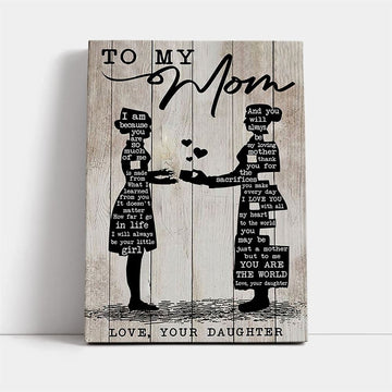 To My Mom I Lerned From You Portrait Canvas, Mother's Day Canvas Art, Gift For Mom, Birthday Gift, Mother's Day Wall Art