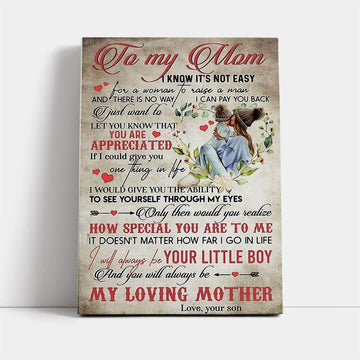 To My Mom You Will Always My Loving Mother Canvas, Mother's Day Canvas Art, Gift For Mom, Birthday Gift, Mother's Day Wall Art