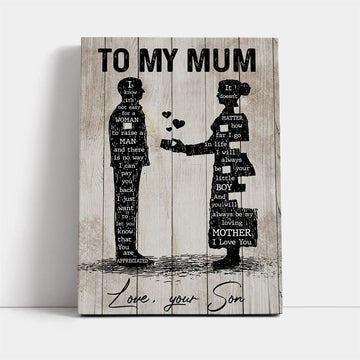 To My Mum Canvas, Mother's Day Canvas Art, Gift For Mom, Birthday Gift, Mother's Day Wall Art