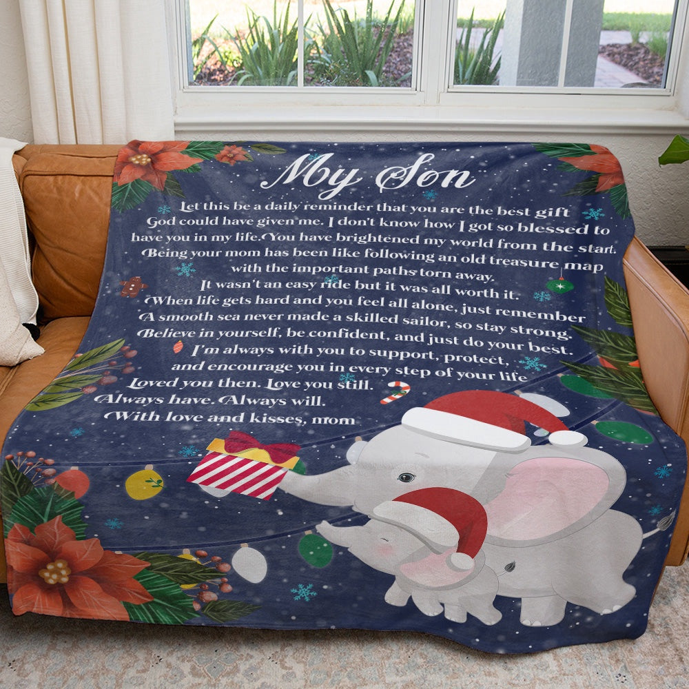 To My Son Christmas Blanket Gift Ideas, You&#39;Ve Brightened My World, You Are Best Gift From God Blanket, Christmas Blanket