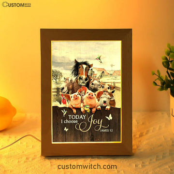 Today I Choose Joy Animal Hummingbird Frame Lamp Art - Christian Night Light - Bible Verse Wooden Lamp