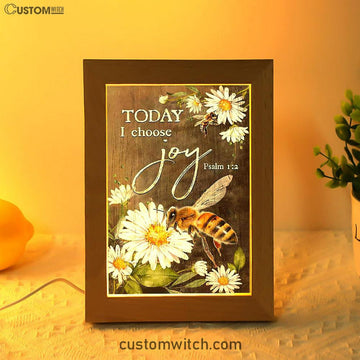Today I Choose Joy Bee Daisy Flowers Frame Lamp Art - Bible Verse Wooden Lamp - Inspirational Art - Christian Home Decor
