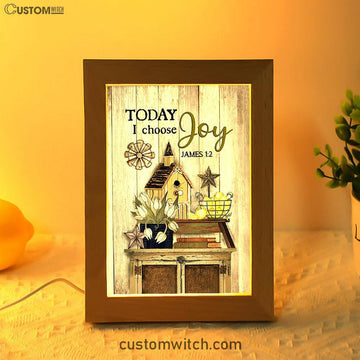 Today I Choose Joy Birdhouse Yellow Lemon Frame Lamp Art - Bible Verse Wooden Lamp - Inspirational Art - Christian Home Decor