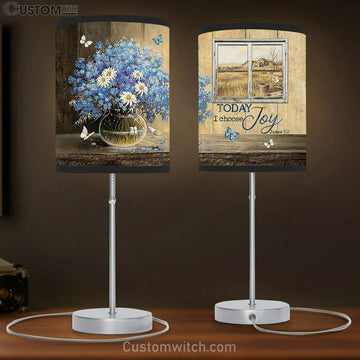 Today I Choose Joy Blue Daisy Flowers Lamp Gift Table Lamp - Christian Lamp Gift - Religious Art