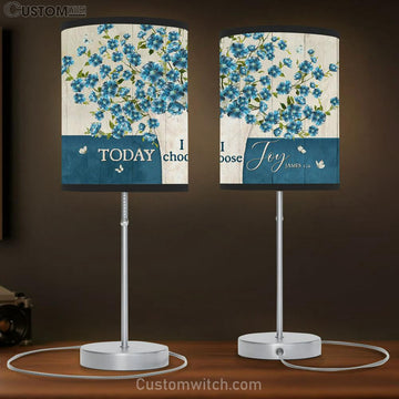 Today I Choose Joy Blue Flax Butterfly Lamp Gift Table Lamp - Christian Lamp Gift - Religious Art