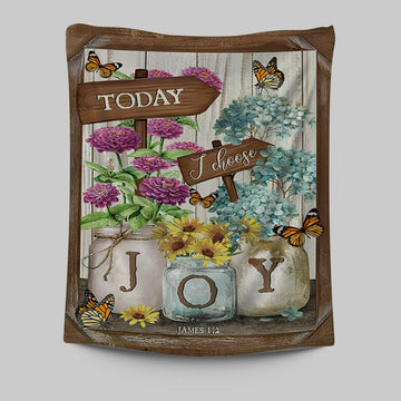 Today I Choose Joy Blue Hydrangea Butterfly Tapestry Wall Art - Bible Verse Tapestry Art - Inspirational Art -  Christian Indoor Wall Tapestries