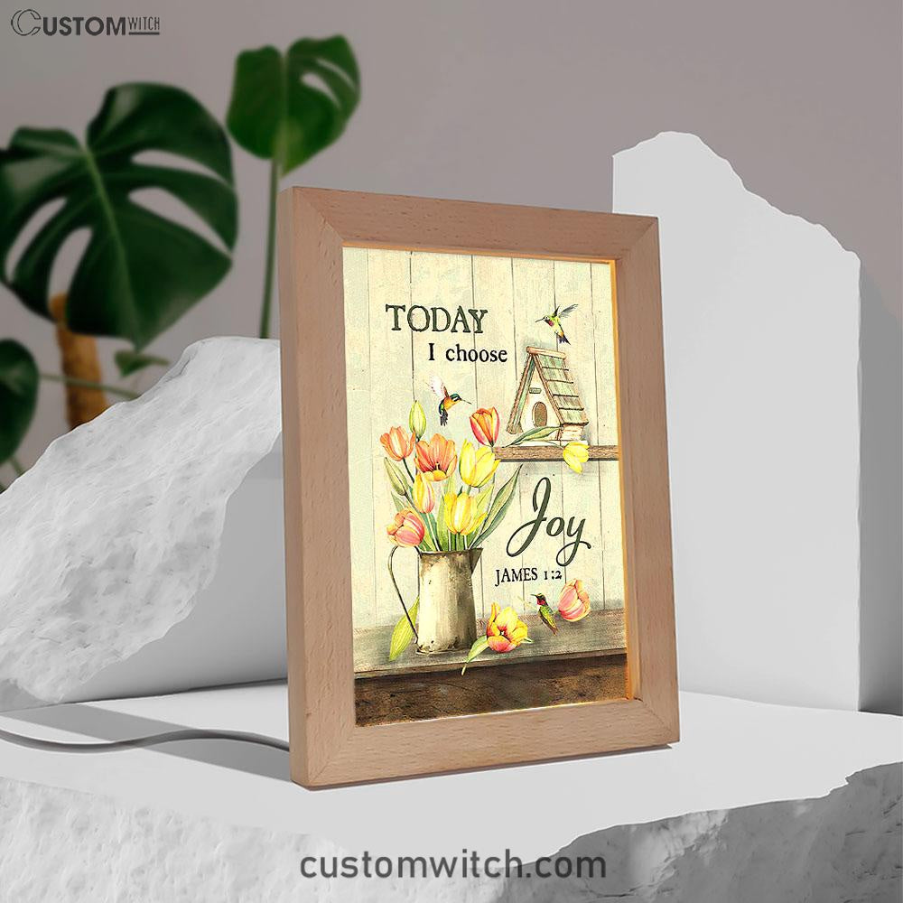 Today I Choose Joy Brilliant Tulip Frame Lamp - Christian Art - Religious Home Decor