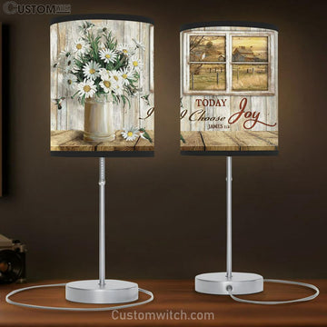 Today I Choose Joy Cat Flower Butterfly Large Table Lamp - Christian Table Lamp Prints - Religious Table Lamp Art