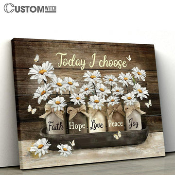 Today I Choose Joy Daisy Flower White Butterfly Canvas Art - Bible Verse Wall Art - Wall Decor Christian