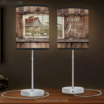 Today I Choose Joy Daisy Garden Wooden Cross Table Lamp Art - Bible Verse Lamp Gift - Christian Bedroom Decor