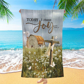 Today I Choose Joy Dandelion Field Beach Towel - Inspirational Beach Towel - Christian Beach Towel