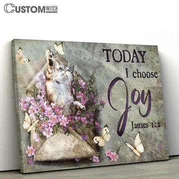 Today I Choose Joy Flower Blue Butterfly Large Canvas - Christian Canvas Prints - Religious Canvas Art