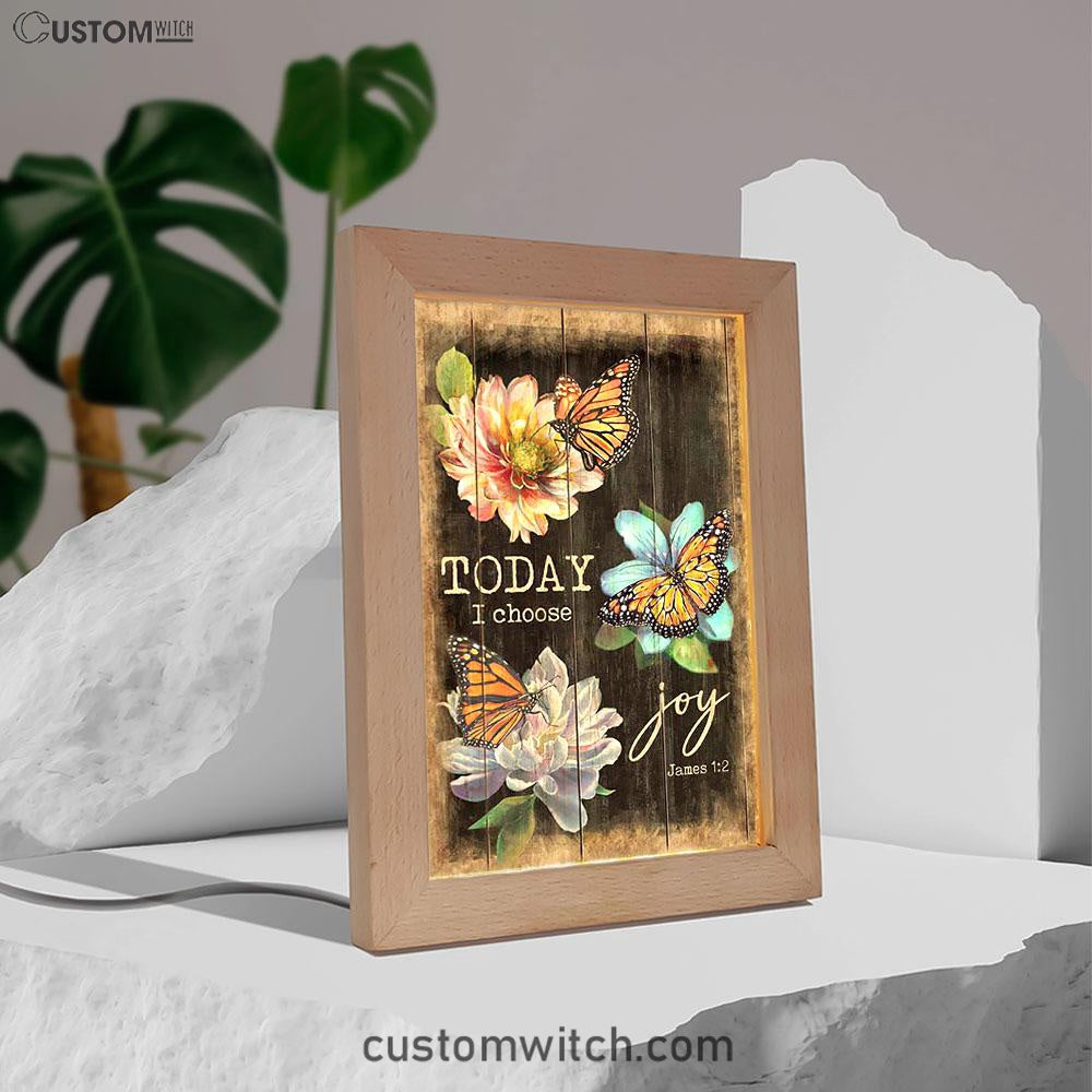 Today I Choose Joy Orange Butterfly Frame Lamp Print - Inspirational Frame Lamp Art - Christian Art Home Decor