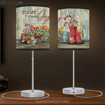 Today I Choose Joy Purple Flower Red Tulip Table Lamp Art - Christian Lamp Gift Decor - Bible Verse Table Lamp