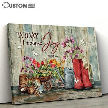 Today I Choose Joy Purple Flower Red Tulip Canvas Art - Christian Wall Art Decor - Bible Verse Canvas