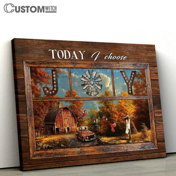 Today I Choose Joy Red Cardinal Old Ladybug Car Canvas Wall Art - Bible Verse Canvas - Religious Prints