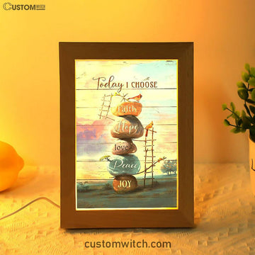 Today I Choose Joy Rock Red Cardinal Frame Lamp Print - Inspirational Frame Lamp Art - Christian Art Home Decor