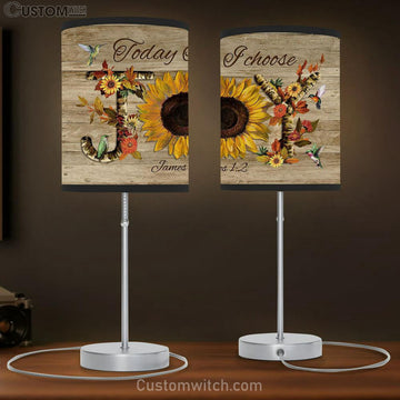 Today I Choose Joy Sunflower, Hummingbirds Lamp Gift Table Lamp - Christian Lamp Gift - Religious Art